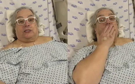 Mamma Bruschetta está deitada em uma cama de hospital, com acesso no braço