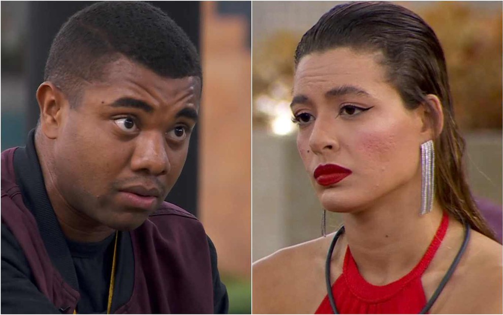 Montagem com Davi Brito à esquerda e Beatriz Reis à direita no BBB 24