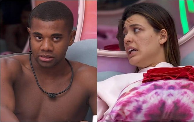 Montagem com Davi Brito à esquerda e Beatriz Reis à direita no BBB 24