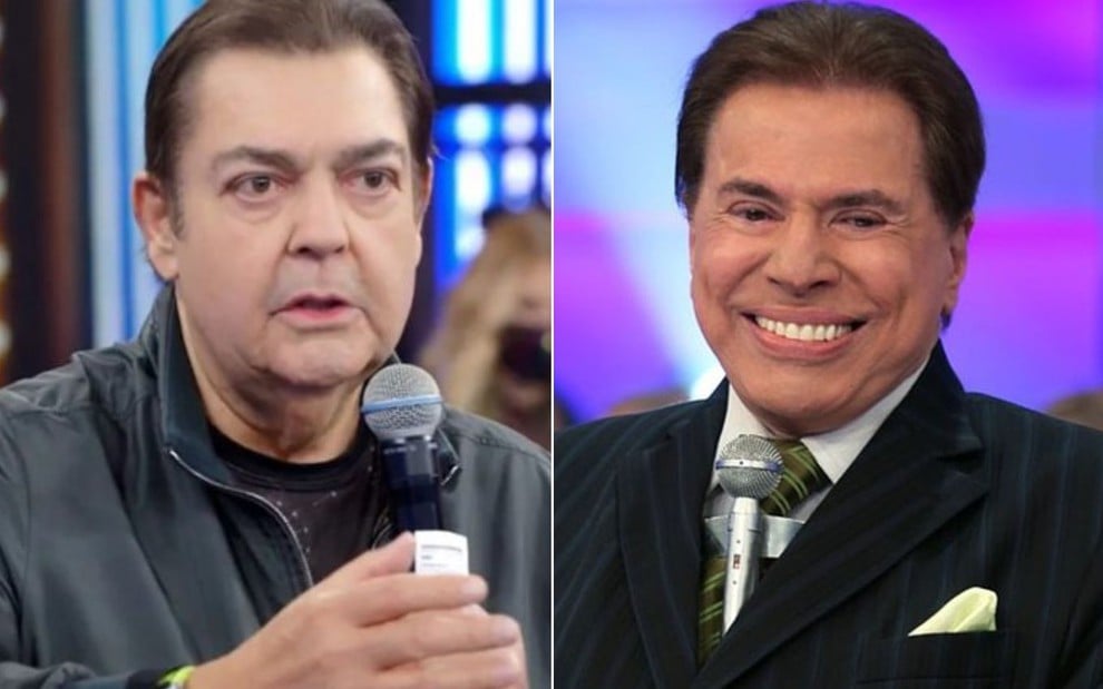 Montagem com Faustão à esquerda e Silvio Santos à direita