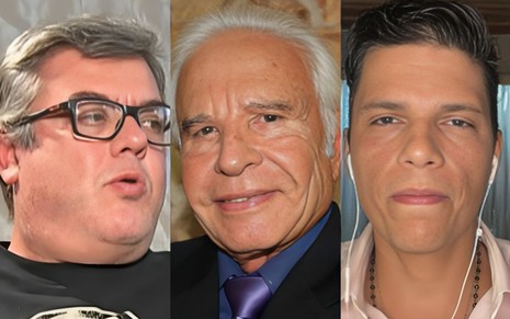 Na montagem estão ordenados, da esquerda para a direita: Rodrigo Moreira, Cid Moreira e Roger Moreira