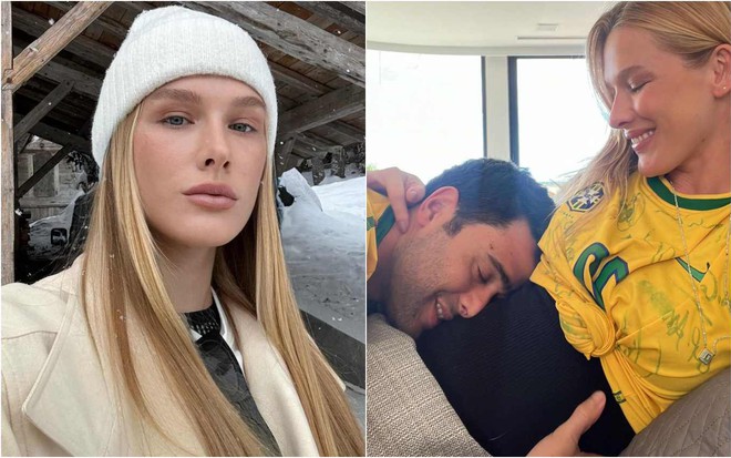 Montagem de fotos de Fiorella Mattheis com o marido, Roberto Marinho Neto