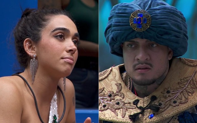 Montagem com fotos de Giovanna e MC Bin Laden no BBB 24