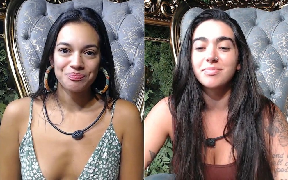 Montagem com Alane Dias à esquerda e Giovanna Lima à direita no BBB 24