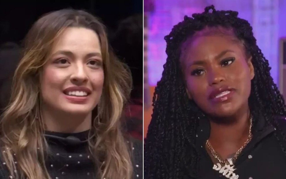 Montagem como Beatriz Reis à esquerda e MC Mayarah à direita