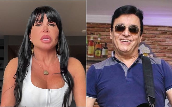 Gretchen à esquerda e Nahim à esquerda em fotos nas redes sociais