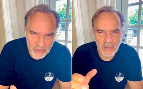 Dois momentos de Humberto Martins em vídeo do Instagram de 25 de setembro de 2024