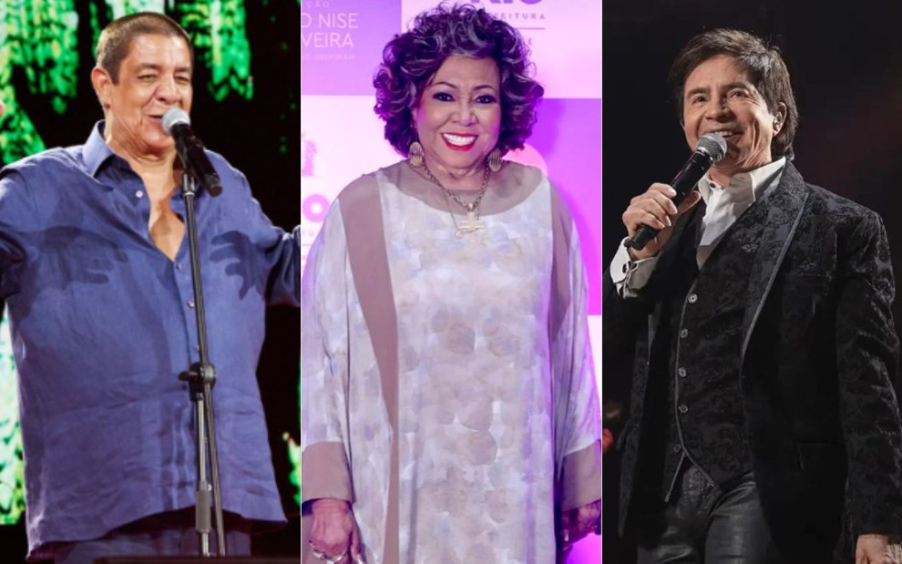 Montagem com fotos de Zeca Pagodinho, Alcione e Xororó