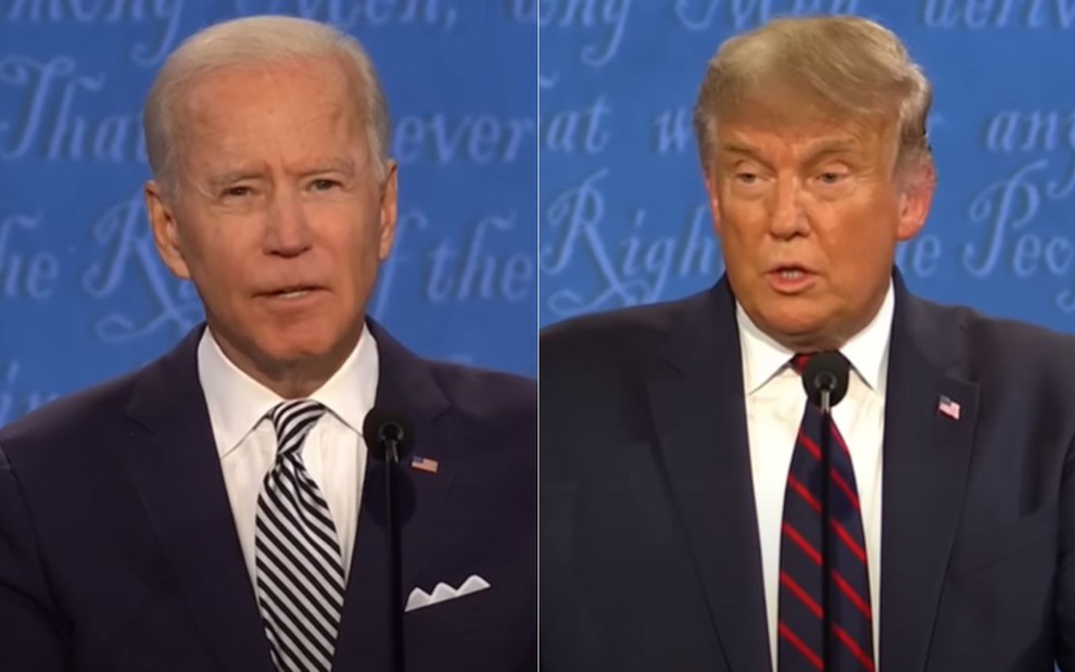 Joe Biden e Donald Trump no primeiro debate das eleições de 2020