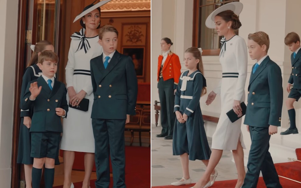 Kate Middleton com os filhos no evento de aniversário do rei Charles