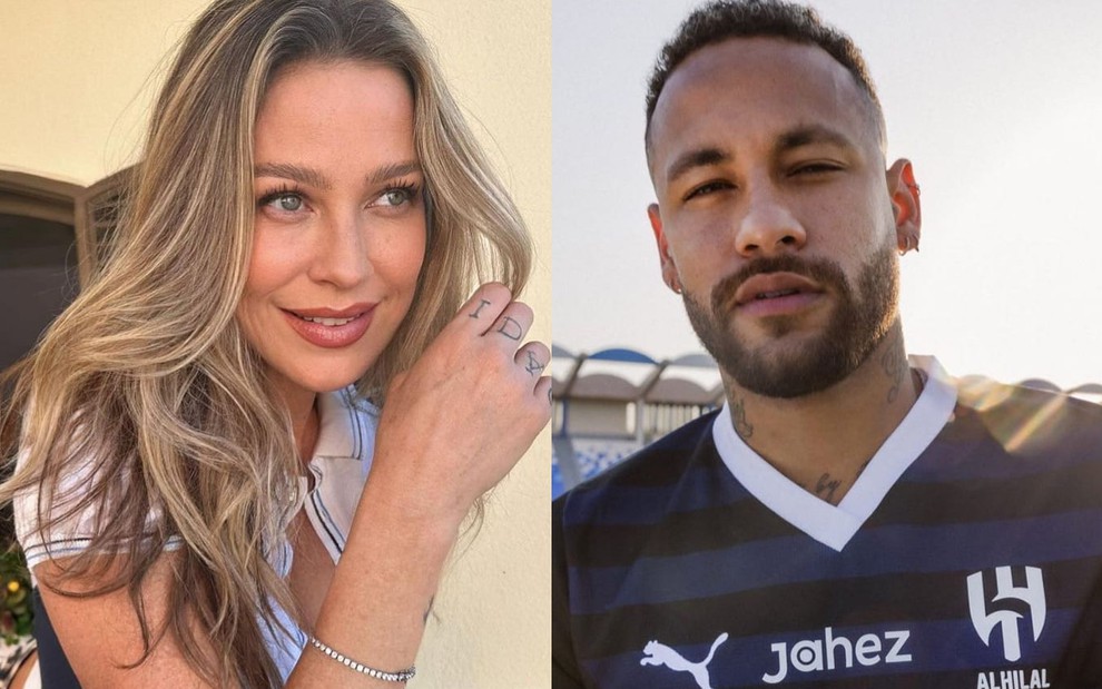 Montagem com uma foto de Luana Piovani e outra de Neymar