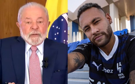 Lula, à esquerda, e Neymar Jr., à direita
