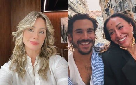 Montagem com uma foto de Giselle Prates e outra de Nicolas Prattes e Sabrina Sato durante viagem a Paris