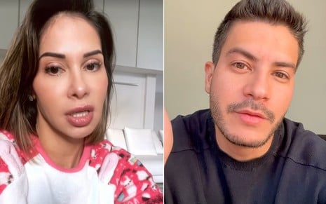 Maíra Cardi e Arthur Aguiar em vídeos postados no Instagram; filha do ex-casal teve fala polêmica - REPRODUÇÃO/INSTAGRAM