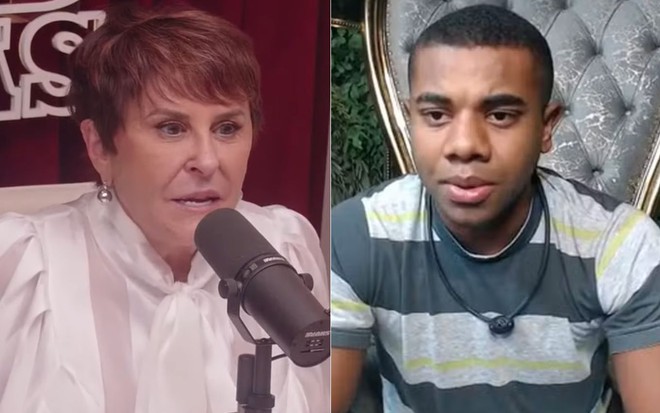 Montagem com Marcia Sensitiva no Pod Delas e Davi Brito no BBB 24