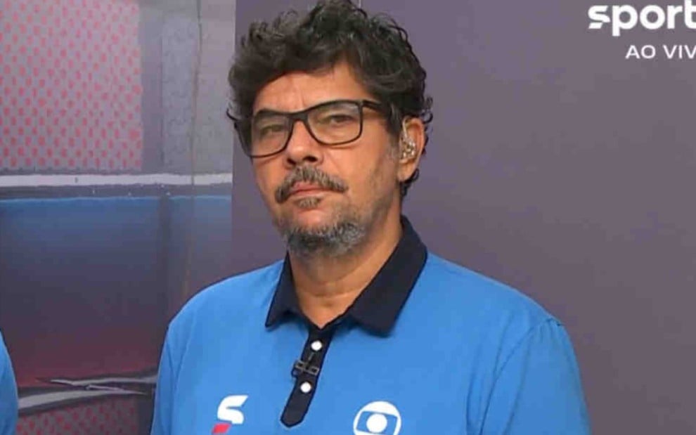 Marco Freitas, comentarista do SporTV, está sério