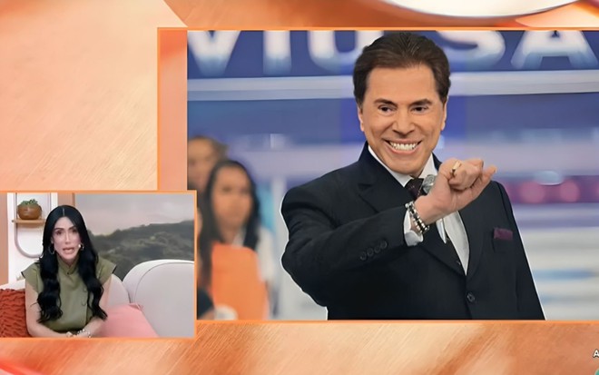 Michelle Barros no Chega Mais, atualizando estado de saúde de Silvio Santos