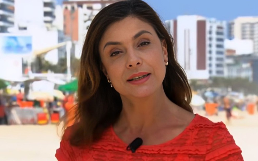 Monica Sanches em cobertura ao vivo na Globo em 2015