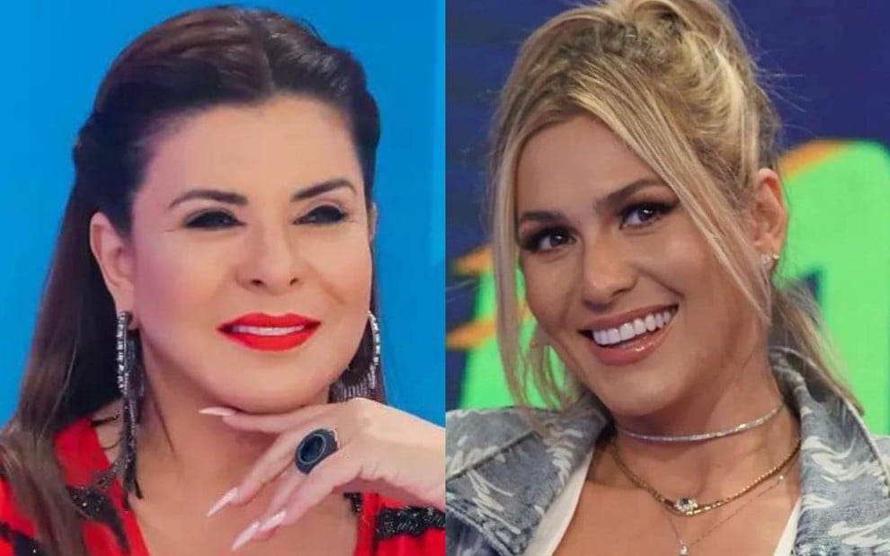 Na montagem estão: Mara Maravilha (à esquerda) e Lívia Andrade (à direita)