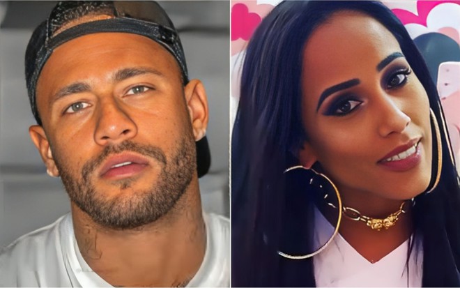 Montagem com Neymar à esquerda e MC Naninha à direita em fotos nas redes sociais