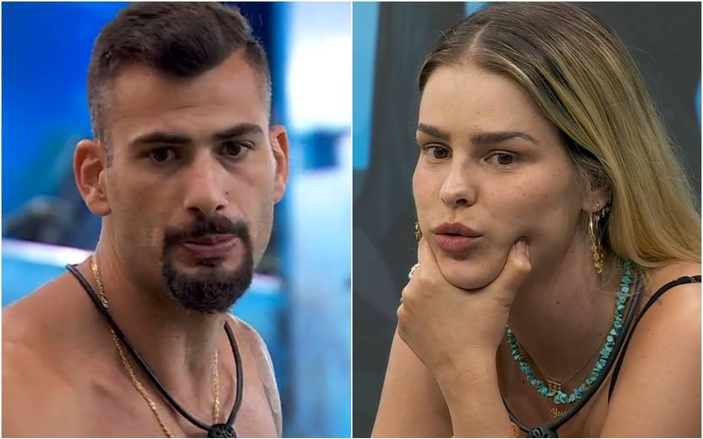 Montagem de fotos de Nizam e Yasmin Brunet no BBB 24