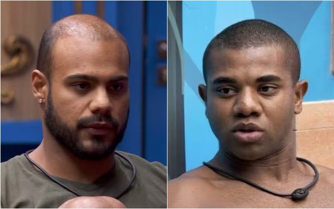 Montagem com fotos de Marcus Vinicius e Davi Brito no BBB 24