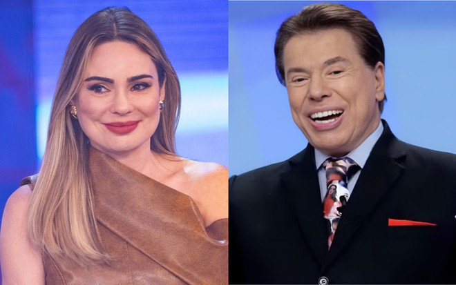 Na montagem: Rachel Sheherazade (à esquerda) e Silvio Santos (à direita)