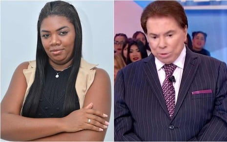 Montagem de fotos de Raquel Brito e Silvio Santos