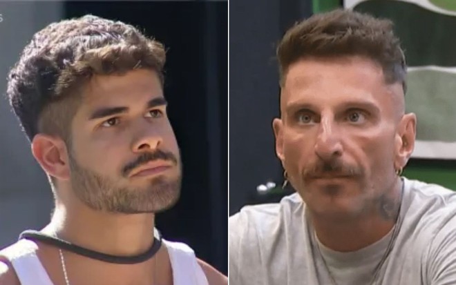 Montagem com Lucas de Albú à esquerda e Guipa à direita em A Grande Conquista