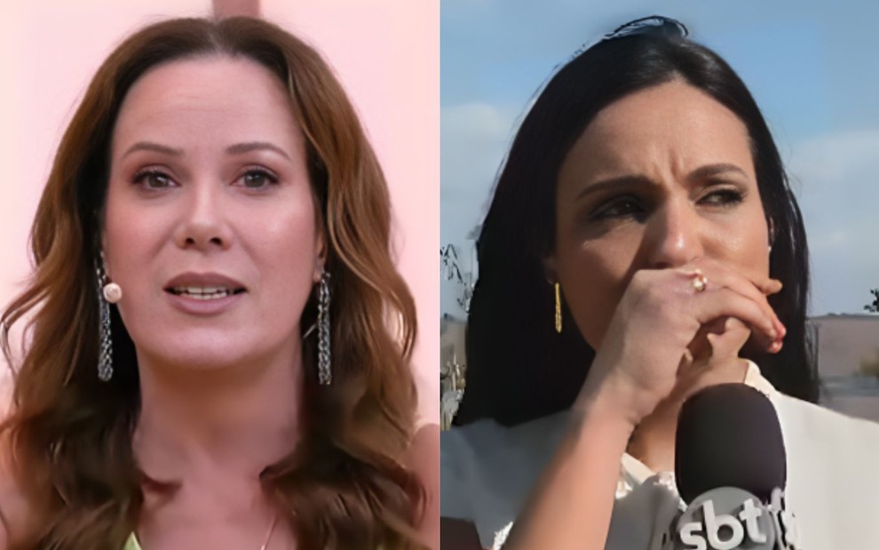 Na montagem: Regina Volpato (à esquerda) e Márcia Dantas (à direita) no Chega Mais