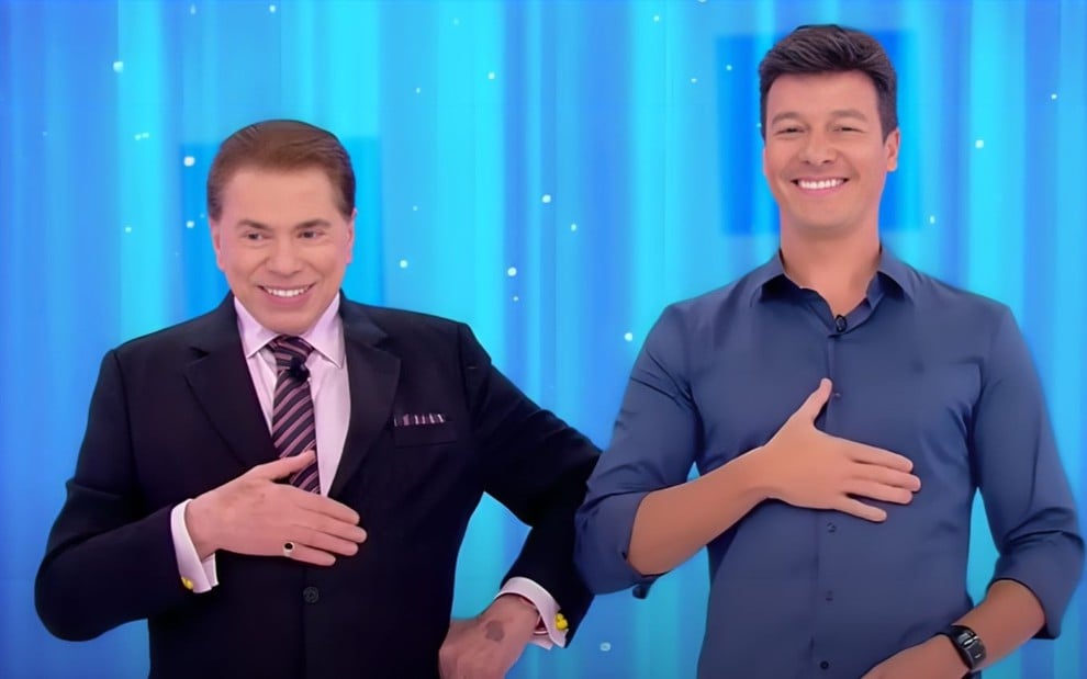 Silvio Santos (1930-2024) e Rodrigo Faro no Programa Silvio Santos de 23 de dezembro de 2018