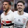 Imagem com os jogadores Calleri (São Paulo), à esquerda, e Garro (Corinthians), à direita