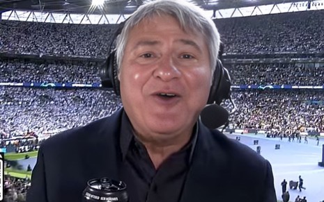 Cléber Machado no estádio de Wembley, em Londres