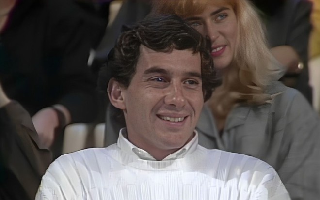 Ayrton Senna durante entrevista em programa do SBT