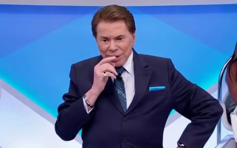 Foto de Silvio Santos durante programa no SBT