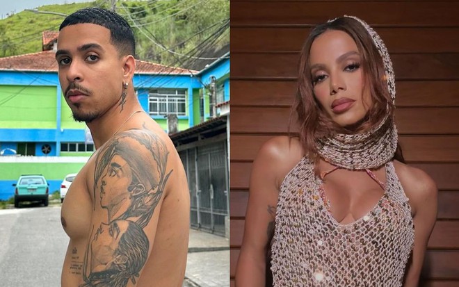 Thiago Pantaleão, à esquerda, e Anitta, à direita