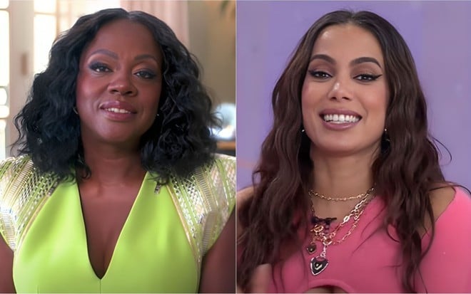 Viola Davis e Anitta em entrevistas veiculadas no YouTube; atriz e cantora interagiram na web - REPRODUÇÃO/YOUTUBE