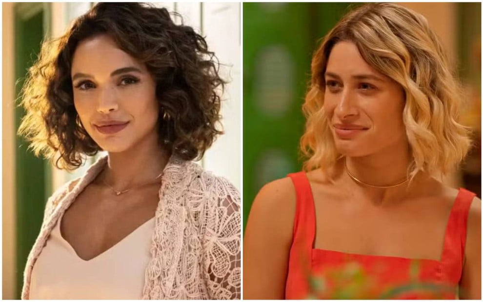 Montagem com fotos das atrizes Giovana Cordeiro e Luisa Arraes, caracterizadas como Xaviera e Blandina