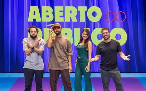 Murilo Couto, Thiago Ventura, Bruna Louise e Maurício Meirelles no programa Aberto ao Público
