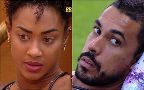 Montagem de fotos de Aline Patriarca e Maike Cruz no BBB 25