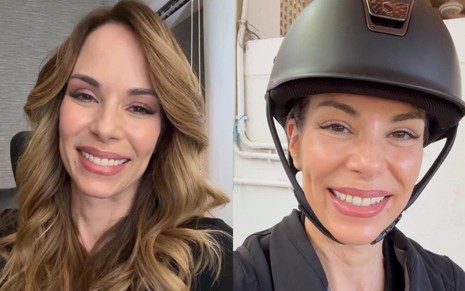 Ana Furtado sorrindo e usando capacete para o hipismo