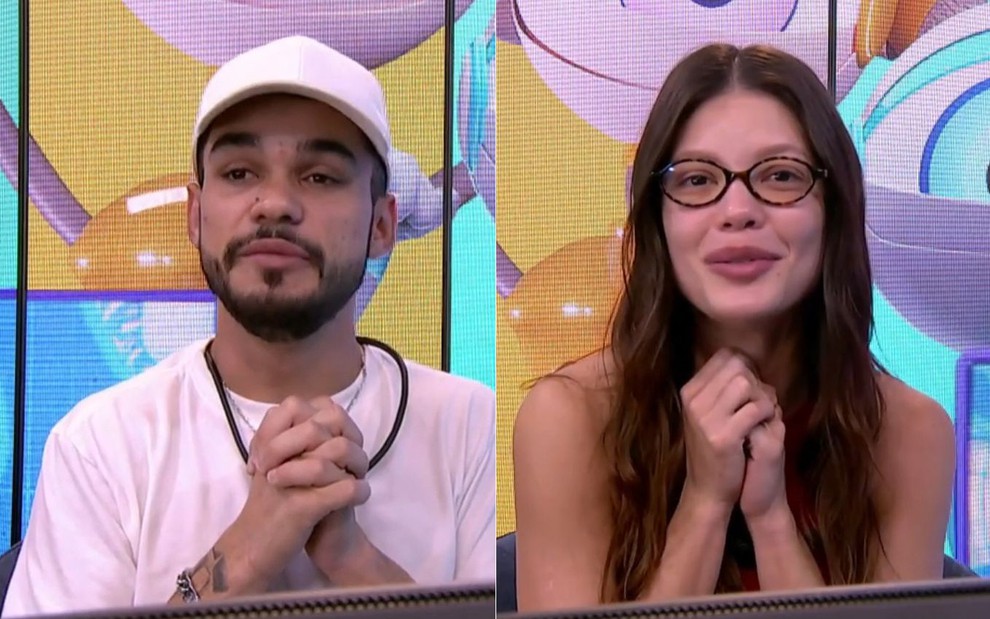 Montagem com João Pedro Siqueira e Vitória Strada no Raio-X do BBB 25