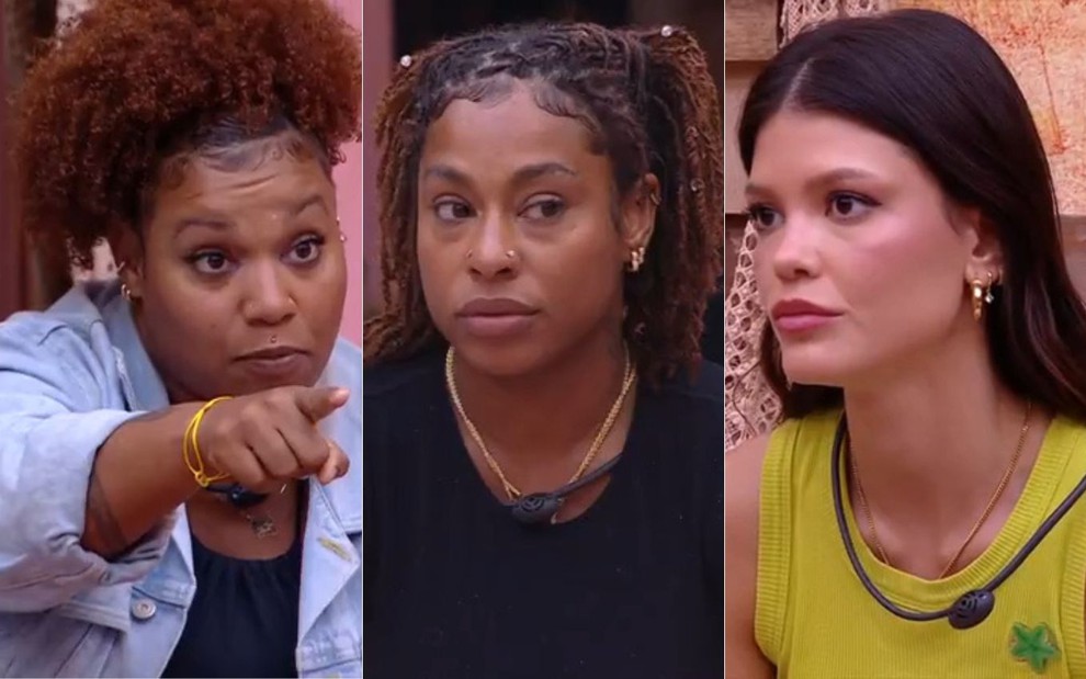 Montagem com Camilla, Thamiris e Vitória no BBB 25