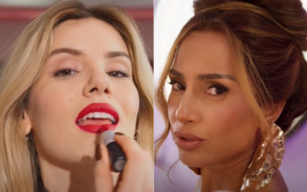 Montagem de fotos com Camila Queiroz e Camila Pitanga em cenas de Beleza Fatal, novela disponível para assistir na Max