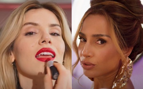 Montagem de fotos com Camila Queiroz e Camila Pitanga em cenas de Beleza Fatal, novela disponível para assistir na Max