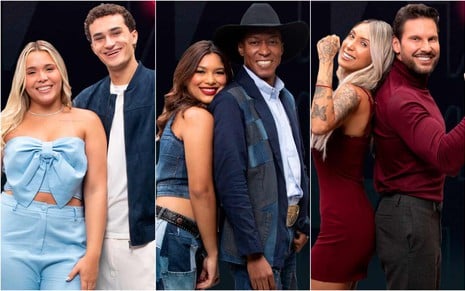 Montagem de fotos de Bia e Guilherme, Emilyn e Everton e Talira e Rafael