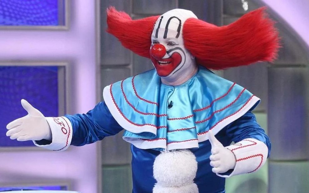 Foto do rosto de Luis Ricardo como Bozo