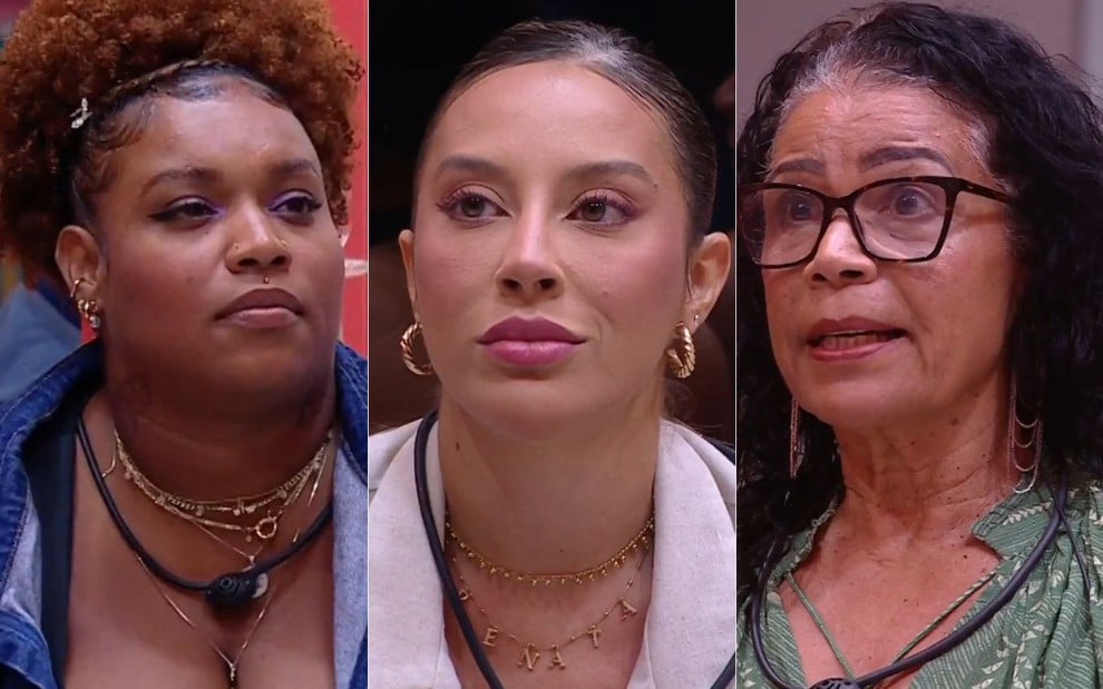 Montagem com Camilla Maia, Renata Saldanha e Vilma Nascimento no BBB 25