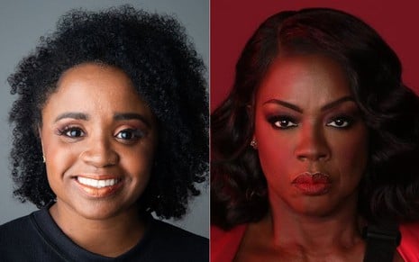 Montagem com imagens de Daiane dos Santos e Viola Davis lado a lado