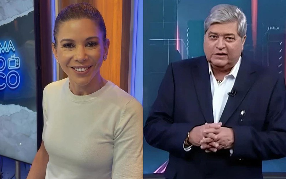 Montagem com Daniela Beyruti e José Luiz Datena